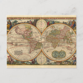 Cartão Postal Antigo mapa mundial raro e histórico