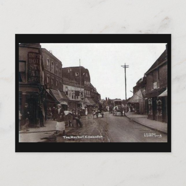 Cartão Postal Antigo - Mercado de Edmonton. Londre (Frente)