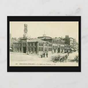 Cartão postal antigo - Mercado de Peixes Boulogne