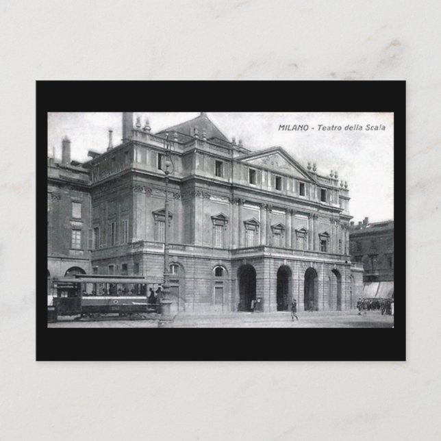 Cartão postal antigo - Milão, Ópera de La Scala, e (Frente)