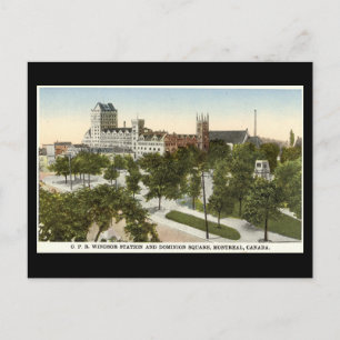 Cartão postal antigo, Montreal, Estação Windsor