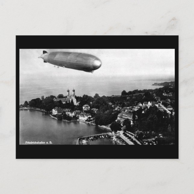 Cartão postal antigo - nave aérea sobre Friedrichs (Frente)