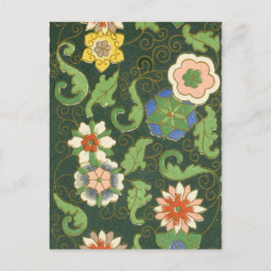 Cartão Postal Antigo Padrão Chinês de Cloisonné: Jade Verde