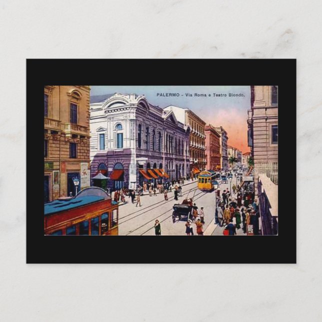 Cartão postal antigo, Palermo, Sicília (Frente)