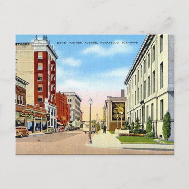 Cartão postal antigo - Pocatello, Idaho, EUA (Frente)