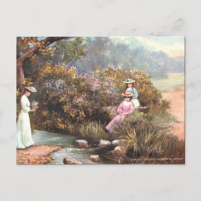 Cartão Postal Antigo - Primavera (Frente)