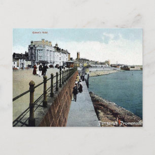 Cartão postal antigo - Promenade, Penzance, Cornwa