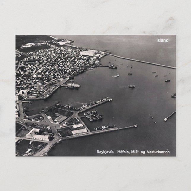 Cartão Postal Antigo - Reiquiavique, Islândia (Frente)