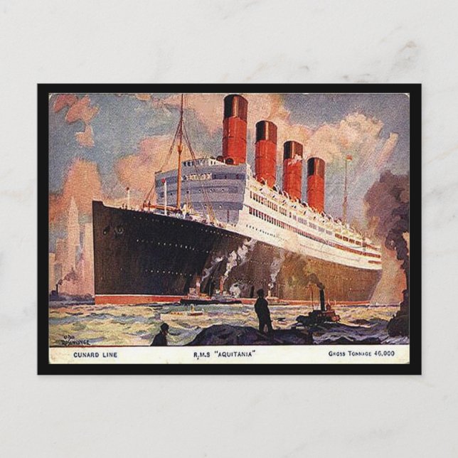 Cartão Postal Antigo - RMS Aquitania (Frente)