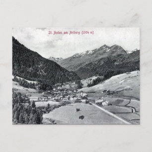 Cartão postal antigo - Rua Anton am Arlberg, Áustr