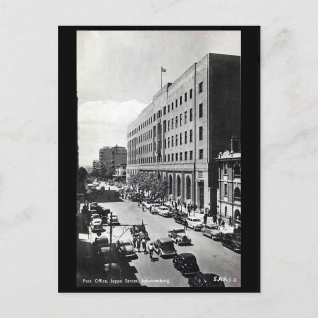 Cartão postal antigo - Rua Jeppe, Joanesburgo (Frente)