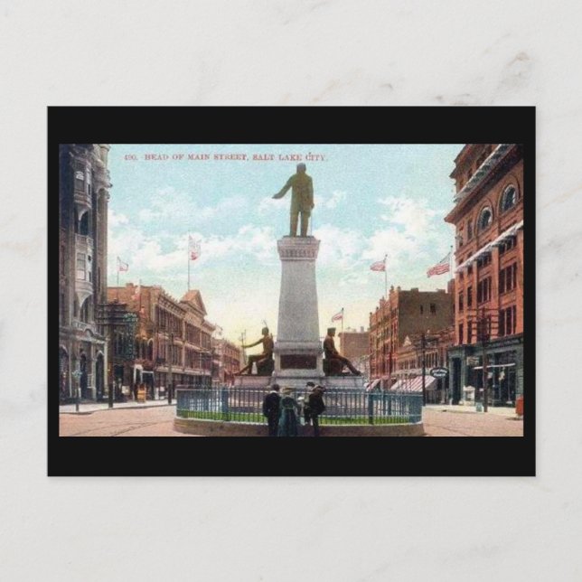 Cartão postal antigo - Rua principal, Salt Lake Ci (Frente)