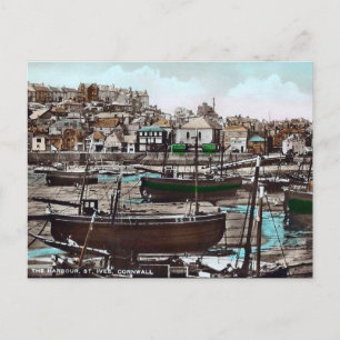 Cartão postal antigo - Ruas Ives, Cornwall, Ingla