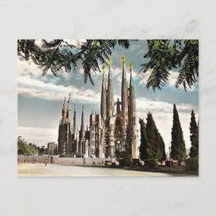 Cartão Postal Antigo - Sagrada Familia, Barcelona