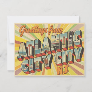 Cartão Postal Antigo "Saudações de Atlantic City, NJ"