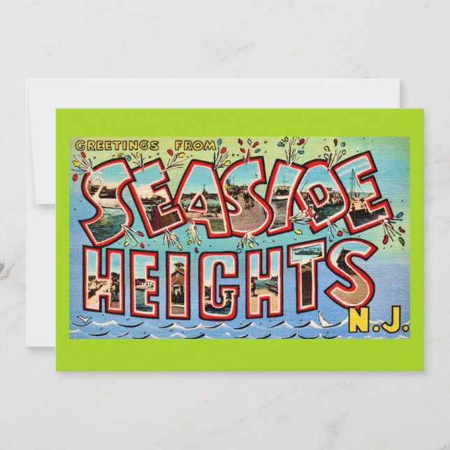 Cartão Postal Antigo Seaside Heights NJ 5x7 (Frente)