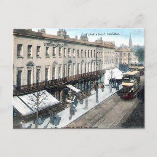 Cartão postal antigo - Surbiton, Londres (Frente)