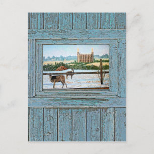 Cartão Postal Antigo templo da janela azul