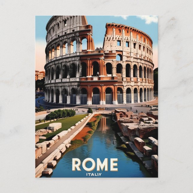 Cartão Postal Antigo Viagem Arte Coliseu Roma Itál (Frente)