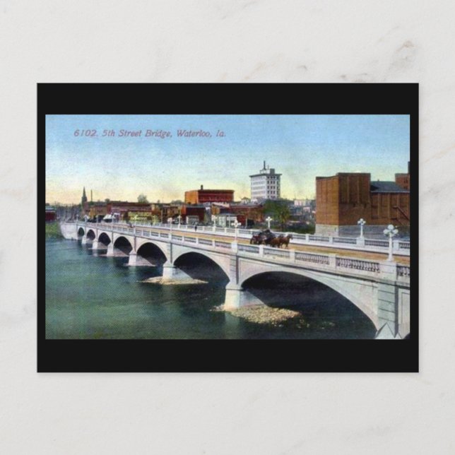 Cartão postal antigo - Waterloo, Iowa, EUA (Frente)