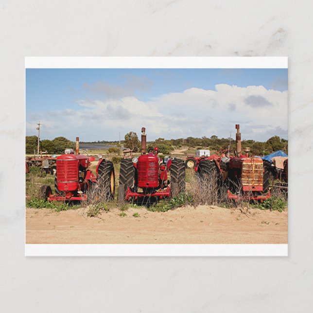 Cartão Postal Antigos tratores - fazenda da Austrália (Frente)
