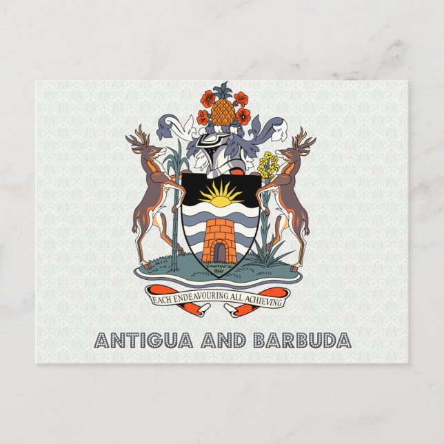 Cartão Postal Antígua e Barbuda, Casaco de Armas de Alta Qualida (Frente)