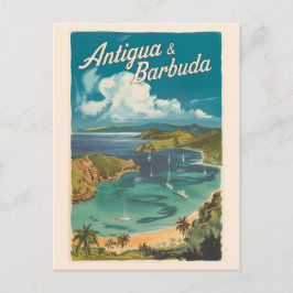 Cartão Postal Antígua e Barbuda Painterly Viagem Art Vintage