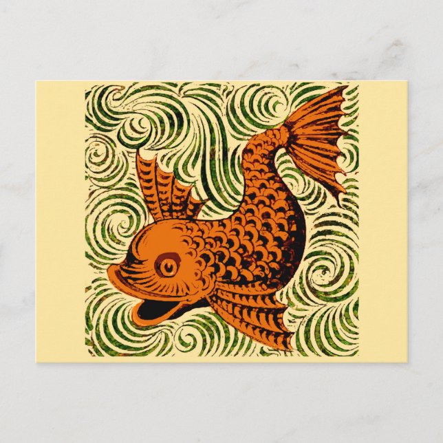 Cartão Postal Antiguidade de Peixe Azulejo Antigo (Frente)