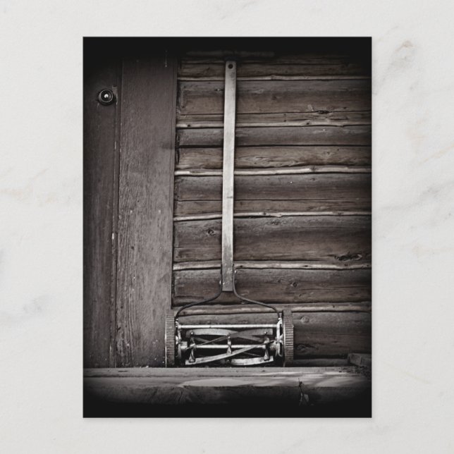 Cartão Postal Antiguidade: Reel Push Lawnmower (Frente)