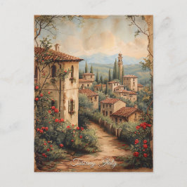 Cartão Postal Antiguidade Toscânia Pintura Romântica De Óleo Via