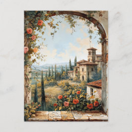 Cartão Postal Antiguidade Toscânia Pintura Romântica De Óleo Via