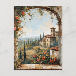 Cartão Postal Antiguidade Toscânia Pintura Romântica De Óleo Via