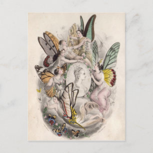 Cartão Postal Antiguidades Fairies Ninfas Impressão