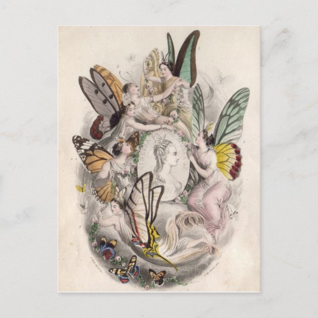 Cartão Postal Antiguidades Fairies Ninfas Impressão (Frente)