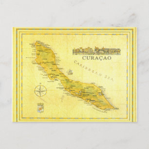 Cartão Postal Antilhas Neerlandesas, Mapa de Curaçao (Papel)