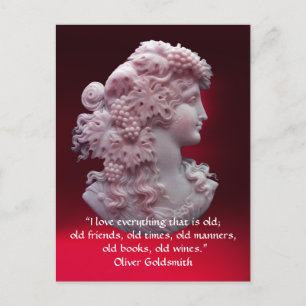 CARTÃO POSTAL ANTIQUE CAMEO,SENHORA COM QUITAÇÃO DE VINHO DE UVA