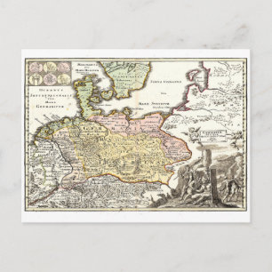 Cartão Postal Antique Germânia - Antigo mapa alemão