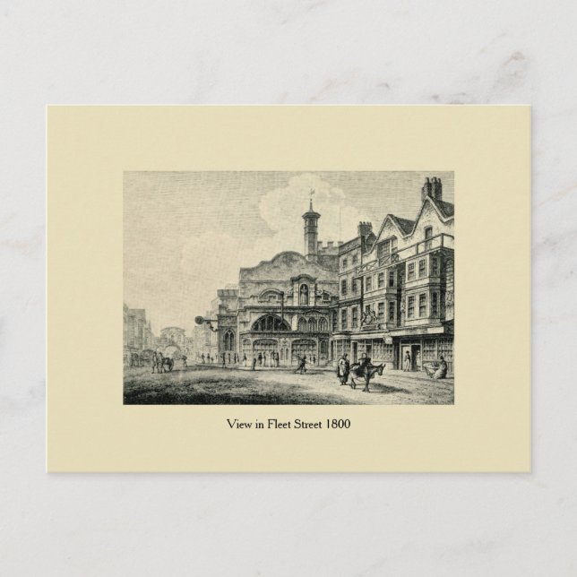 Cartão Postal Antique London 1800 Fleet Street (Frente)