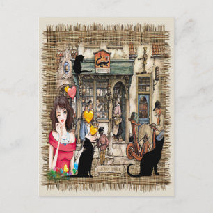 Cartão Postal Anton Pieck - Loja de produtos químicos