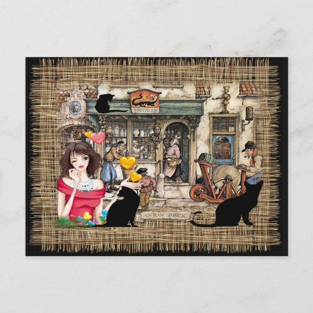 Cartão Postal Anton Pieck - Loja de produtos químicos (Frente)