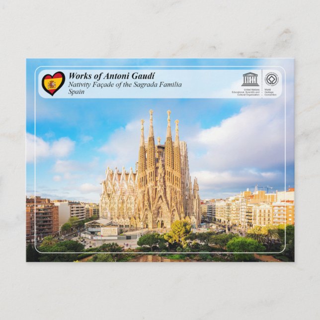 Cartão Postal Antoni Gaudí - Sagrada Família - Facade Natividade (Frente)