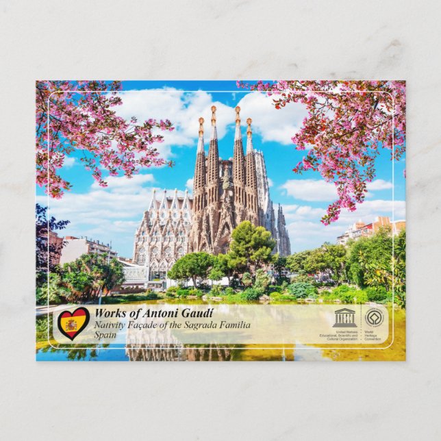Cartão Postal Antoni Gaudí - Sagrada Família - Facade Natividade (Frente)