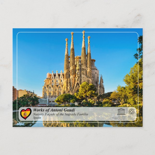 Cartão Postal Antoni Gaudí - Sagrada Família - Facade Natividade (Frente)