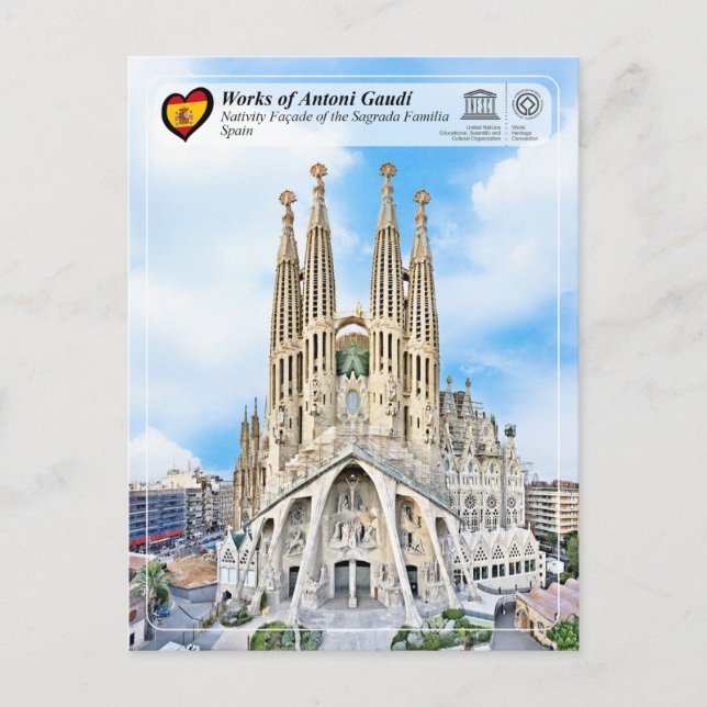 Cartão Postal Antoni Gaudí - Sagrada Família - Facade Natividade (Frente)