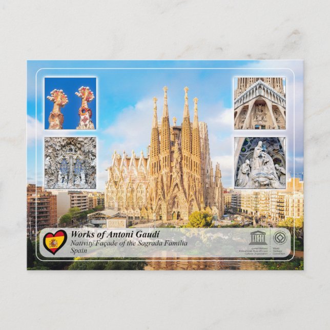 Cartão Postal Antoni Gaudí - Sagrada Família - Facade Natividade (Frente)
