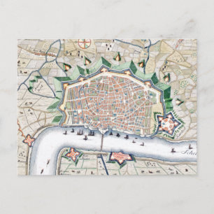 Cartão Postal Antuérpia, Antuérpia - Mapa Antiquado da Bélgic