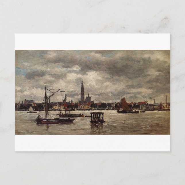 Cartão Postal Antuérpia, o Schelde por Eugene Boudin (Frente)