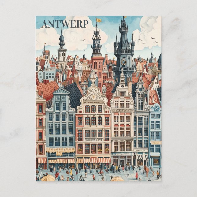 Cartão Postal Antwerp Belgium Viagem (Frente)