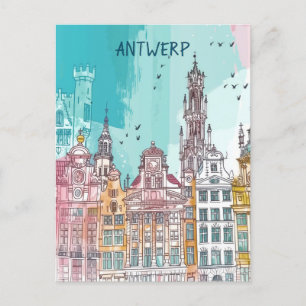 Cartão Postal Antwerp Belgium Viagem