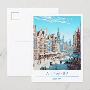 Cartão Postal Antwerp Belgium Viagens vintage